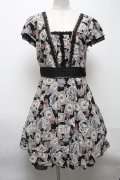 axes femme / ローズ＆トランプ柄チュニックワンピース  黒 S-25-04-28-028-AX-TO-HR-ZS
