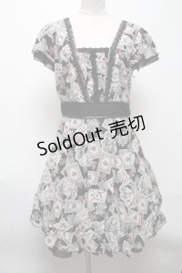 axes femme / ローズ＆トランプ柄チュニックワンピース  黒 S-25-04-28-028-AX-TO-HR-ZS
