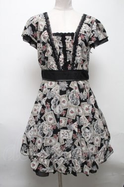 画像1: axes femme / ローズ＆トランプ柄チュニックワンピース  黒 S-25-04-28-028-AX-TO-HR-ZS