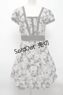 画像1: axes femme / ローズ＆トランプ柄チュニックワンピース  黒 S-25-04-28-028-AX-TO-HR-ZS