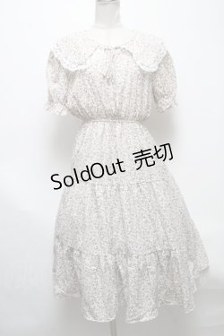 画像1: axes femme POETIQUE / ビッグ襟花柄ワンピース  白 S-25-04-28-030-AX-OP-HR-ZS