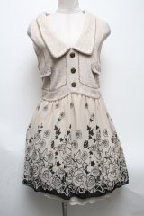 axes femme / ベスト切替ワンピース  ベージュｘオフ S-25-04-28-035-AX-TO-HR-ZS