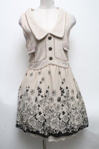 axes femme / ベスト切替ワンピース  ベージュｘオフ S-25-04-28-035-AX-TO-HR-ZS