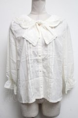 axes femme POETIQUE / リボン付きダブルカラーブラウス  キナリ S-25-04-28-005-AX-BL-HR-ZS