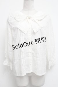 axes femme POETIQUE / リボン付きダブルカラーブラウス  キナリ S-25-04-28-005-AX-BL-HR-ZS