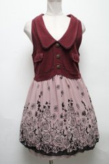 axes femme / ベスト切替ワンピース  ワイン S-25-04-28-036-AX-TO-HR-ZS
