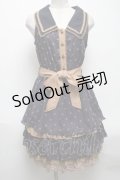 axes femme / ドットシフォン切替ワンピース  紺 S-25-04-28-037-AX-TO-HR-ZS