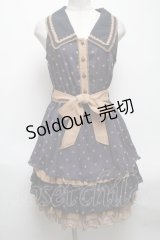 axes femme / ドットシフォン切替ワンピース  紺 S-25-04-28-037-AX-TO-HR-ZS