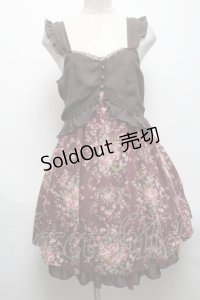 axes femme / 花柄切替ワンピース  ワイン S-25-04-28-044-AX-OP-AS-ZS