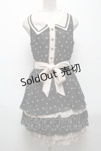 axes femme / ドットシフォン切替ワンピース  黒 S-25-04-28-046-AX-TO-HR-ZS