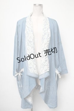 画像1: axes femme / レース切替デニムカーディガン  ブルー S-25-05-01-006-AX-CO-HR-ZI