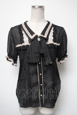 画像1: axes femme / ジャボつきブラウス  黒 S-25-05-01-008-AX-TO-AS-ZS