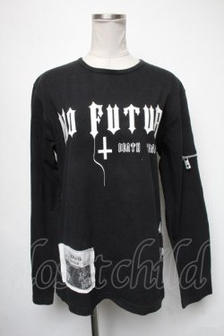 画像1: no future / プリント長袖プルオーバー  黒 S-25-05-01-013-PU-TS-HR-ZS