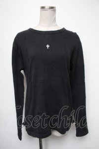 no future / プリント長袖プルオーバー  黒 S-25-05-01-014-PU-TS-HR-ZS