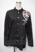 no future / ラメストライプptシャツ  黒 S-25-05-01-015-PU-TS-HR-ZS
