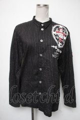 no future / ラメストライプptシャツ  黒 S-25-05-01-015-PU-TS-HR-ZS