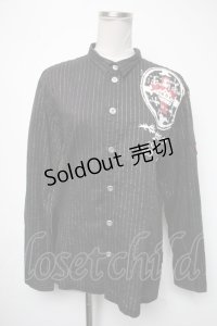 no future / ラメストライプptシャツ  黒 S-25-05-01-015-PU-TS-HR-ZS
