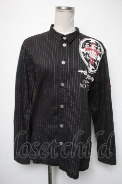 画像1: no future / ラメストライプptシャツ  黒 S-25-05-01-015-PU-TS-HR-ZS