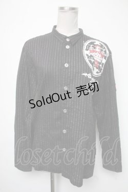 画像1: no future / ラメストライプptシャツ  黒 S-25-05-01-015-PU-TS-HR-ZS
