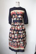 Jane Marple / Strawberry label scarfのタブリエドレス  ネイビー S-25-05-01-026-JM-OP-HR-ZS