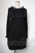 Katie / レースフリルヨークカットソーワンピース  黒 S-25-05-01-028-LO-OP-HR-ZS