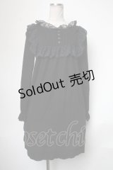 Katie / レースフリルヨークカットソーワンピース  黒 S-25-05-01-028-LO-OP-HR-ZS