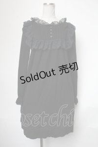 Katie / レースフリルヨークカットソーワンピース  黒 S-25-05-01-028-LO-OP-HR-ZS