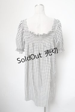 画像2: Katie / マーガレット刺繍ギンガムチェック半袖ワンピース  黒ｘ白 S-25-05-01-034-LO-OP-HR-ZS