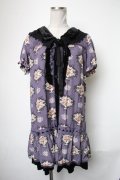 axes femme / バラ柄シフォンワンピース  パープル S-25-05-01-035-AX-OP-HR-ZS