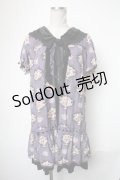 axes femme / バラ柄シフォンワンピース  パープル S-25-05-01-035-AX-OP-HR-ZS