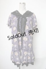 axes femme / バラ柄シフォンワンピース  パープル S-25-05-01-035-AX-OP-HR-ZS