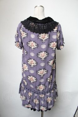 画像2: axes femme / バラ柄シフォンワンピース  パープル S-25-05-01-035-AX-OP-HR-ZS