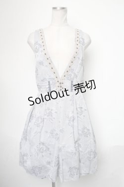 画像1: axes femme / バラ柄ジャガードタックワンピース  サックス S-25-05-01-039-AX-OP-HR-ZI