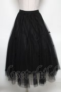 axes femme POETIQUE / チュール＆ベロアリバーシブルスカート  黒 S-25-05-03-057-AX-SK-HR-ZS