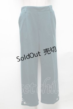 画像1: axes femme / 裾刺繍ストレートカットパンツ  グリーン S-25-05-03-060-AX-PA-HR-ZS