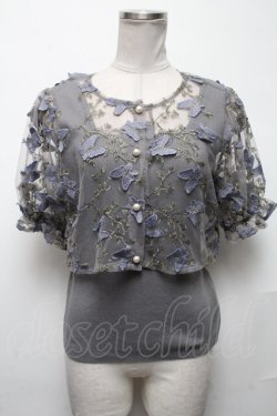 画像1: axes femme POETIQUE / 立体襟ブラウス×タンクセット  グレー S-25-05-03-009-AX-BL-HR-ZS