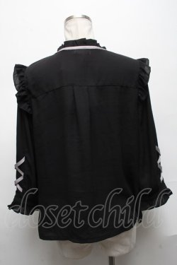 画像2: axes femme POETIQUE / ローズ刺繍レースアップブラウス  黒 S-25-05-03-015-AX-BL-HR-ZS