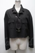 Jamieエーエヌケー / ネクタイ付きチェックショートシャツ  黒 S-25-05-03-016-LO-BL-AS-ZS