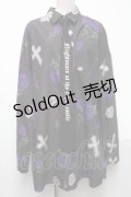 Jamieエーエヌケー / ローズpt BIGシャツ  黒 S-25-05-03-023-LO-BL-AS-ZS
