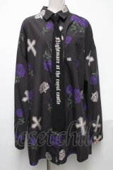 Jamieエーエヌケー / ローズpt BIGシャツ  黒 S-25-05-03-023-LO-BL-AS-ZS