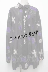 Jamieエーエヌケー / ローズpt BIGシャツ  黒 S-25-05-03-023-LO-BL-AS-ZS