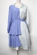 axes femme POETIQUE / フラワーバイカラーアシメワンピース  サックス S-25-05-03-033-AX-OP-HR-ZS