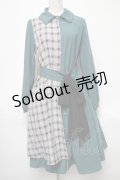 axes femme POETIQUE / チェックバイカラーワンピース  グリーン S-25-05-03-038-AX-OP-HR-ZS