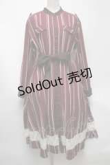 axes femme / レジメンタル柄ワンピース  ワイン S-25-05-03-040-AX-OP-HR-ZS