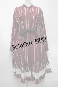 axes femme / レジメンタル柄ワンピース  ワイン S-25-05-03-040-AX-OP-HR-ZS
