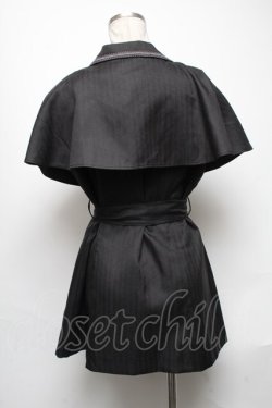 画像2: axes femme POETIQUE / ケープ付ロングベスト  黒 S-25-05-03-042-AX-TO-HR-ZS