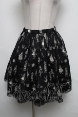 Emily Temple cute / 裾レーススカート  黒 S-25-05-05-051-ET-SK-AS-ZS