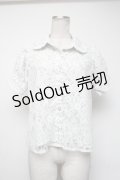 axes femme POETIQUE / レースラッフルフリル半袖ブラウス  オフ S-25-05-05-058-AX-BL-AS-ZI