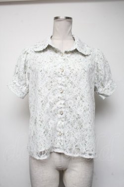 画像1: axes femme POETIQUE / レースラッフルフリル半袖ブラウス  オフ S-25-05-05-058-AX-BL-AS-ZS