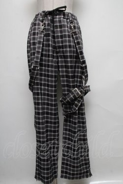 画像1: TRAVAS TOKYO / ボンテージデザインチェックパンツ  グレー S-25-05-05-1052-PU-TO-AS-ZS
